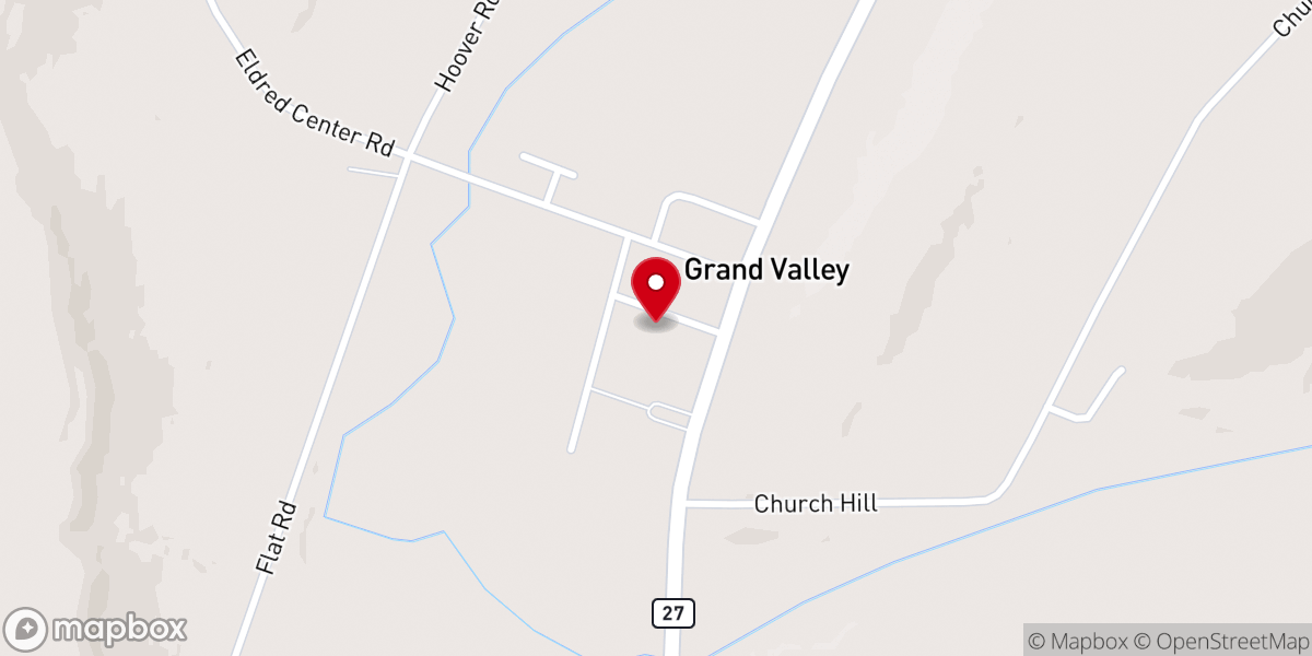 Map showing location of Grand Valley United Methodist