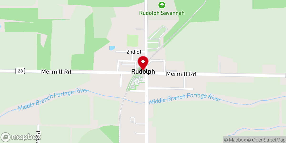 Map showing location of Rudolph