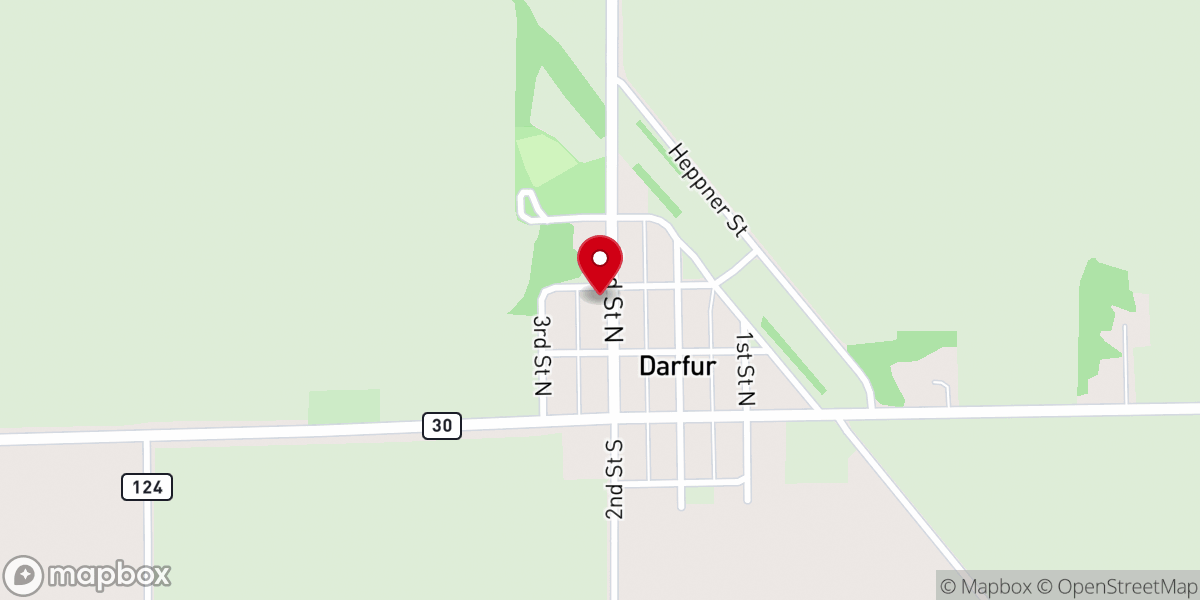 Map showing location of Bethlehem Lutheran Church