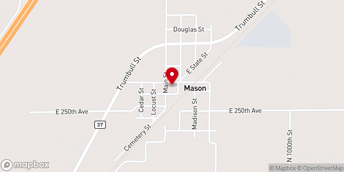 Map showing location of Mason Civic Center