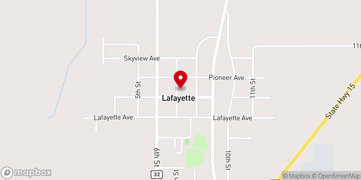 Map showing location of Lafayette Community Center