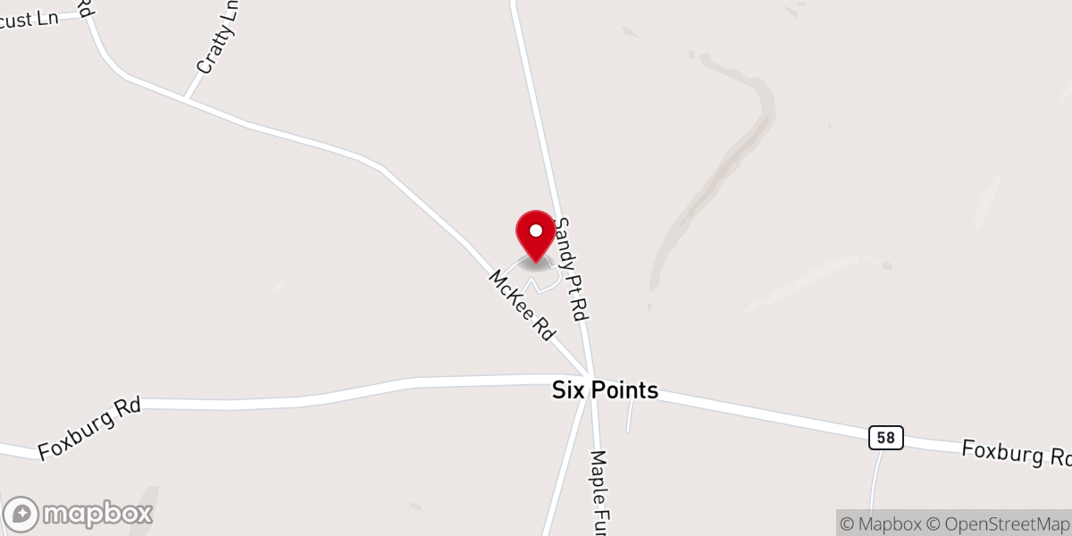 Map showing location of Six Points Church of God of Prophecy