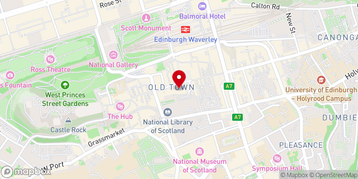 Map showing location of St Giles' Cathedral