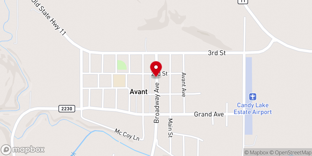 Map showing location of United Methodist Church-Avant
