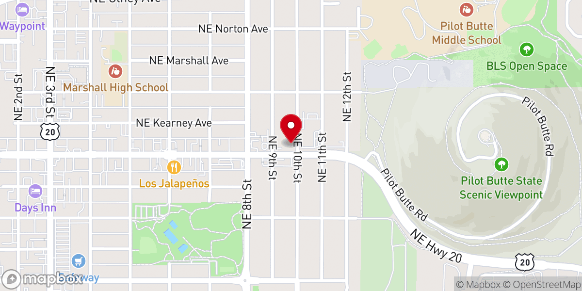 Map showing location of First Church of Christ, Scientist, Bend, Oregon
