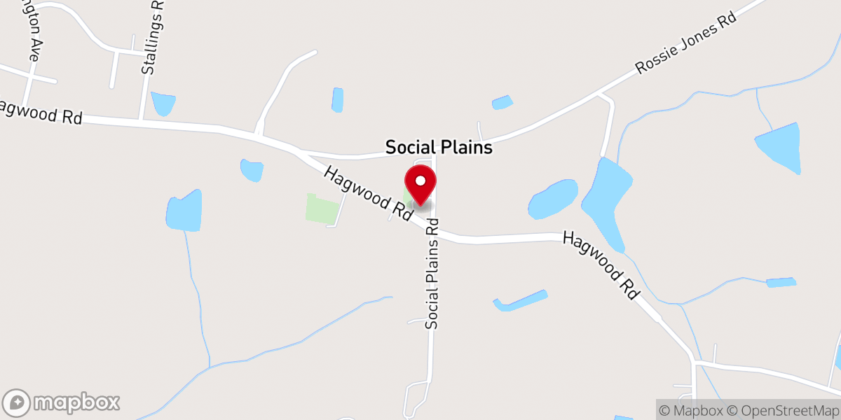 Map showing location of Social Plains Baptist Church