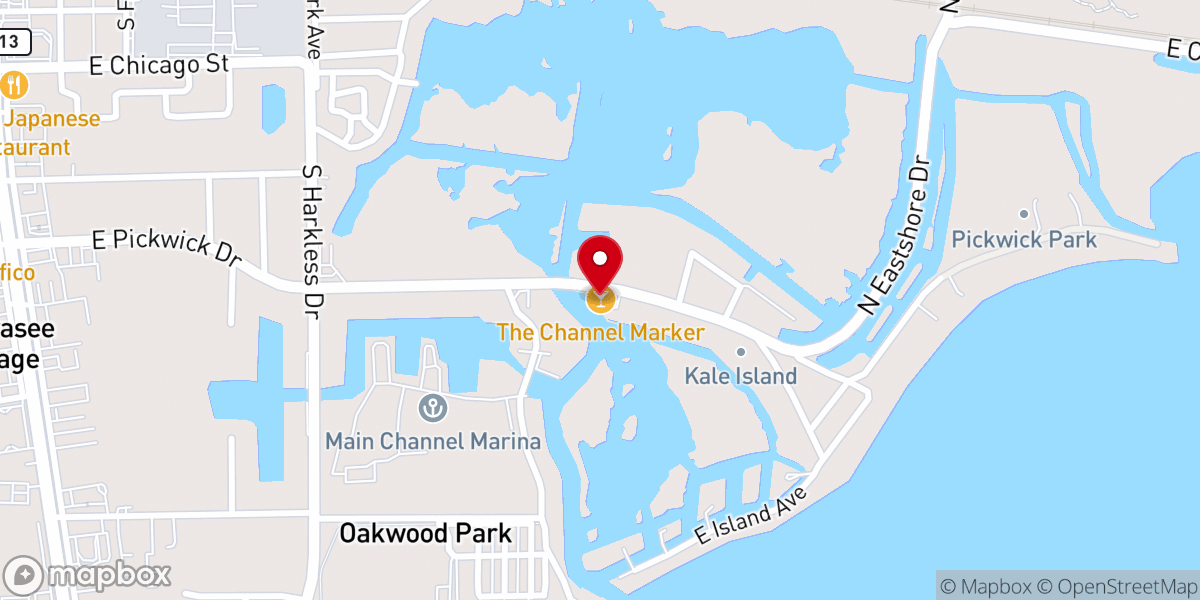 Map showing location of The Channel Marker