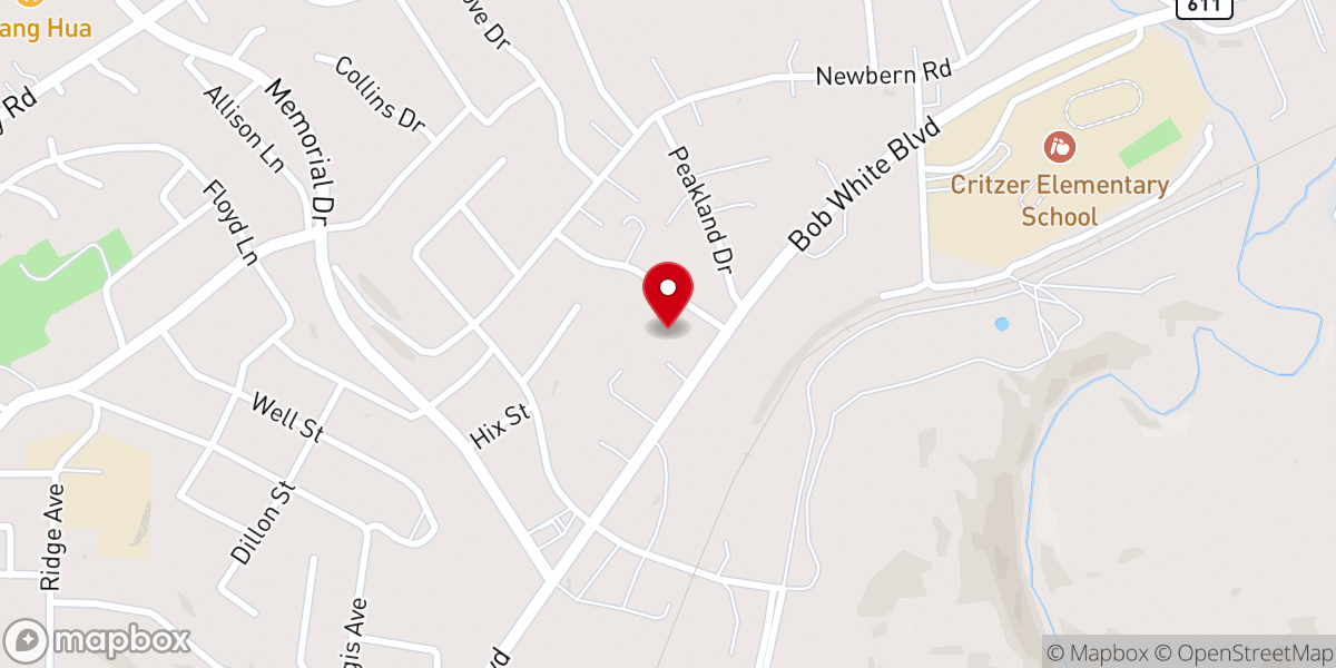 Map showing location of Aldersgate United Methodist Church