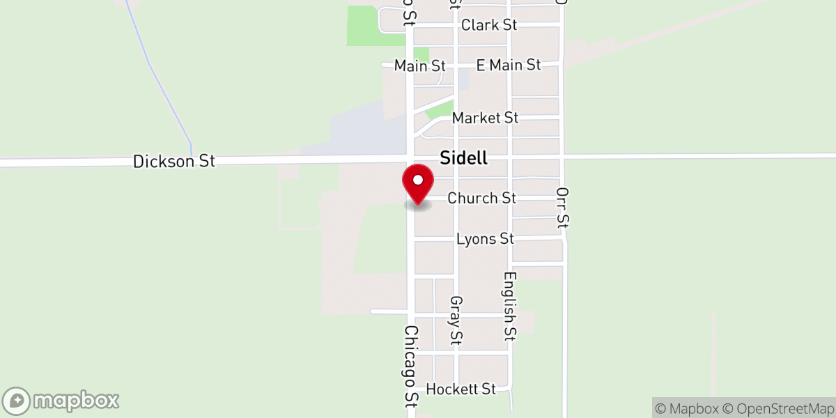 Map showing location of Eastern Illinois tree service