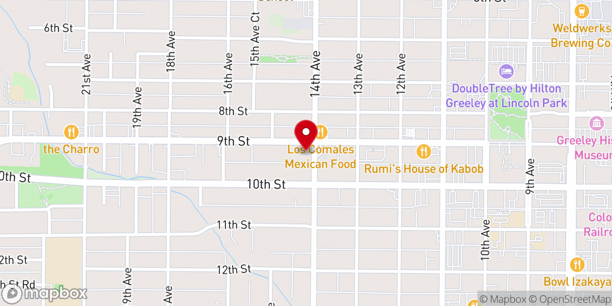Map showing location of Greeley Baptist Church