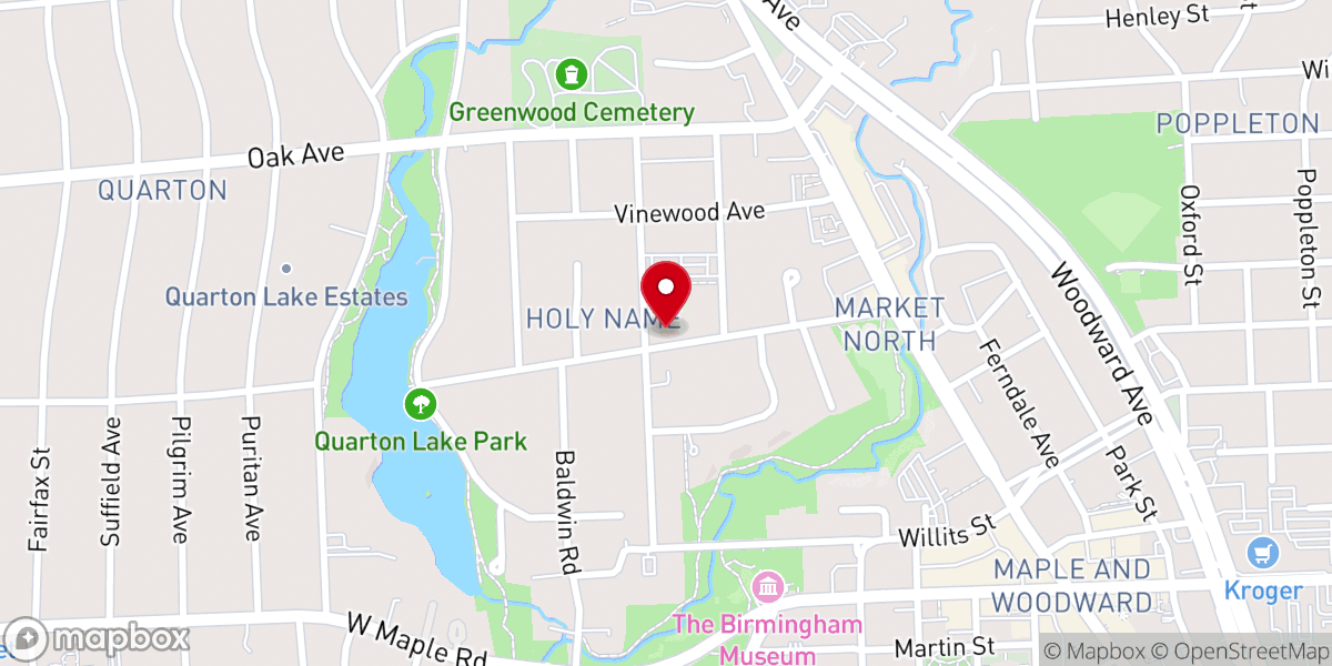 Map showing location of Holy Name Catholic School