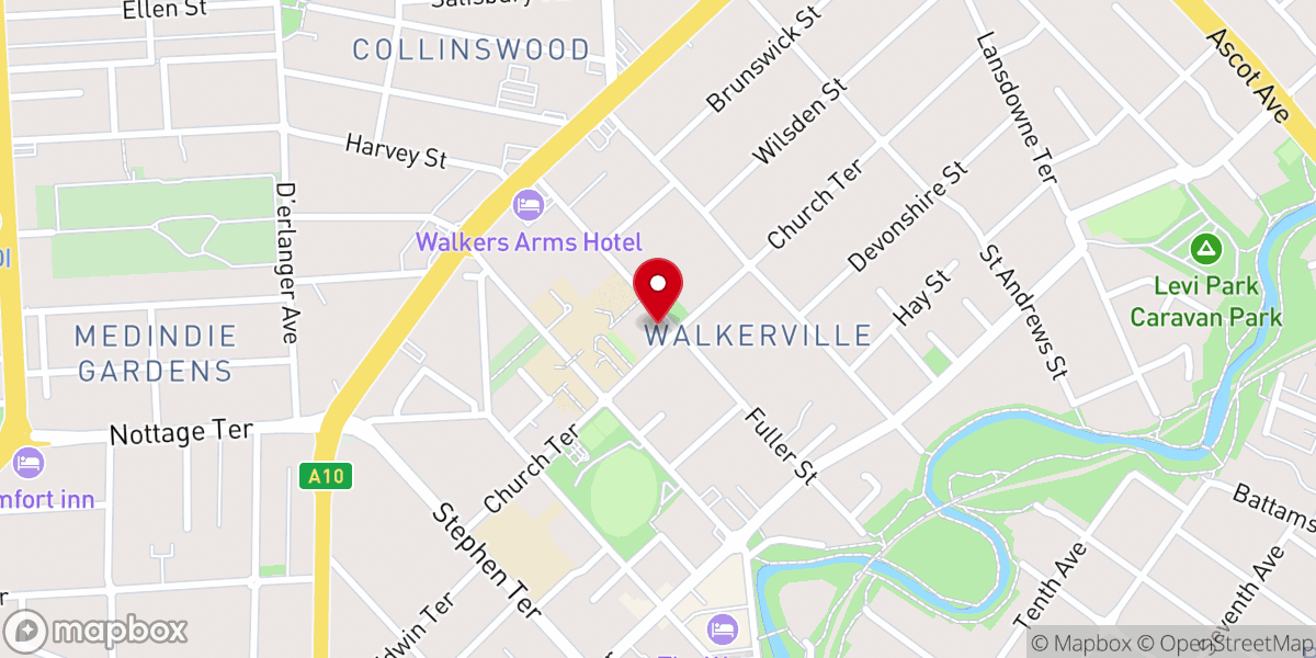 Map showing location of St Andrew's Anglican Church