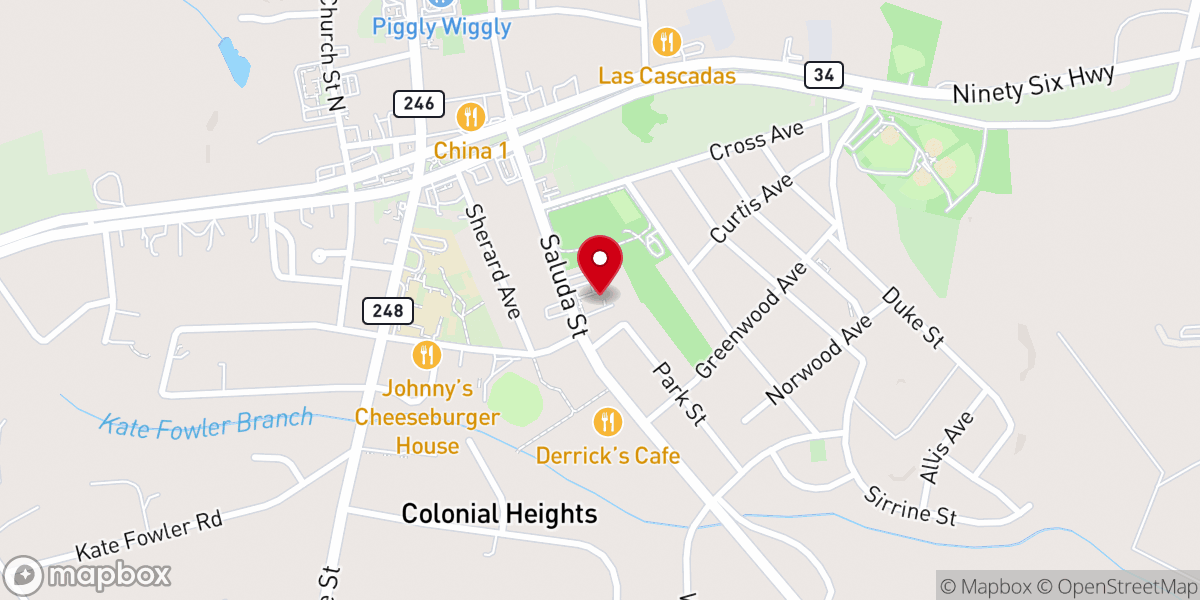 Map showing location of Temple Baptist Church