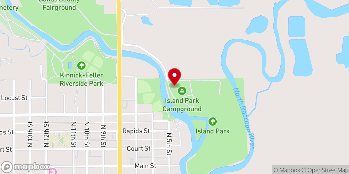 Map showing location of Island Park Campground