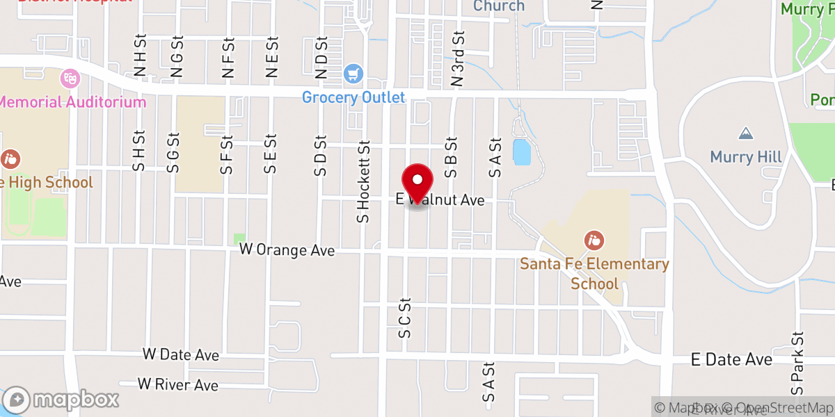 Map showing location of Faith Tabernacle-Porterville