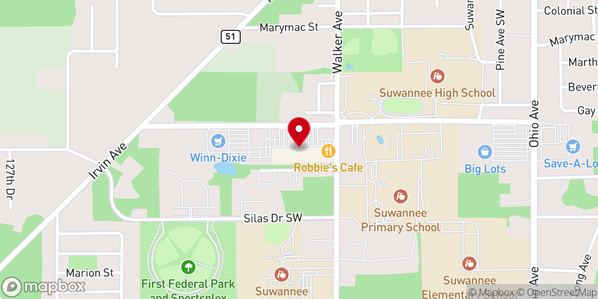 Map showing location of Iglesia Pentecostal Unida Hispana Inc. Live Oak Fl.
