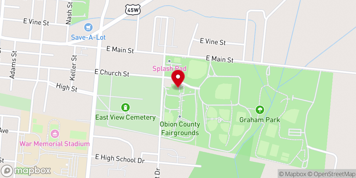 Map showing location of Obion County Fair Grounds