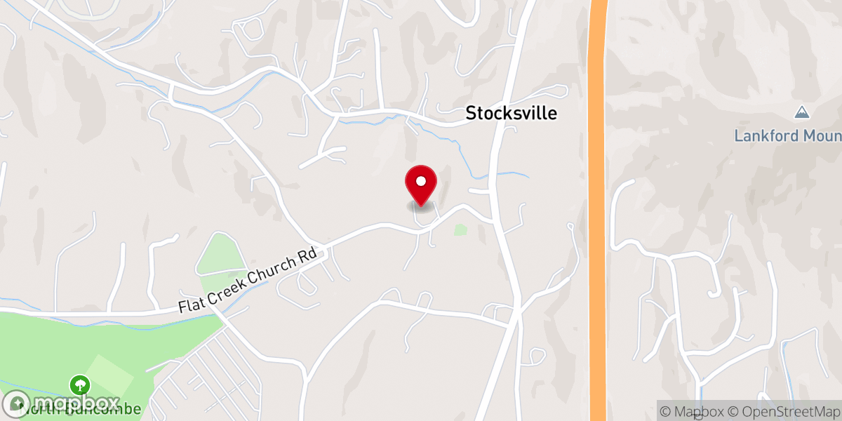 Map showing location of Flat Creek Baptist Church