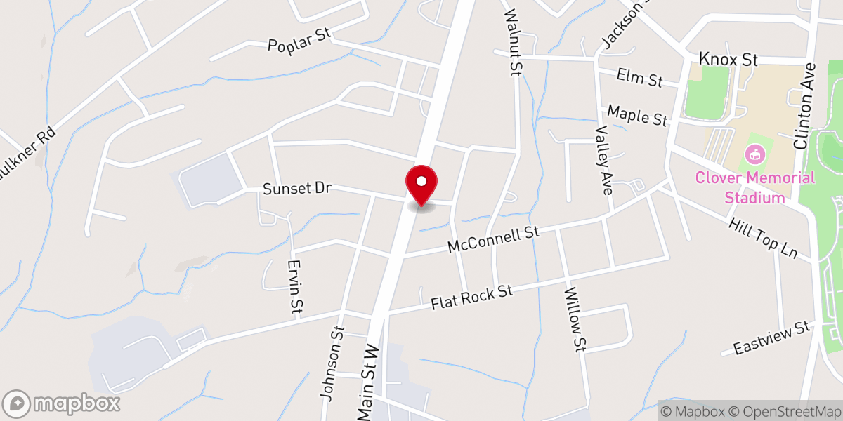 Map showing location of Clover Wesleyan Church