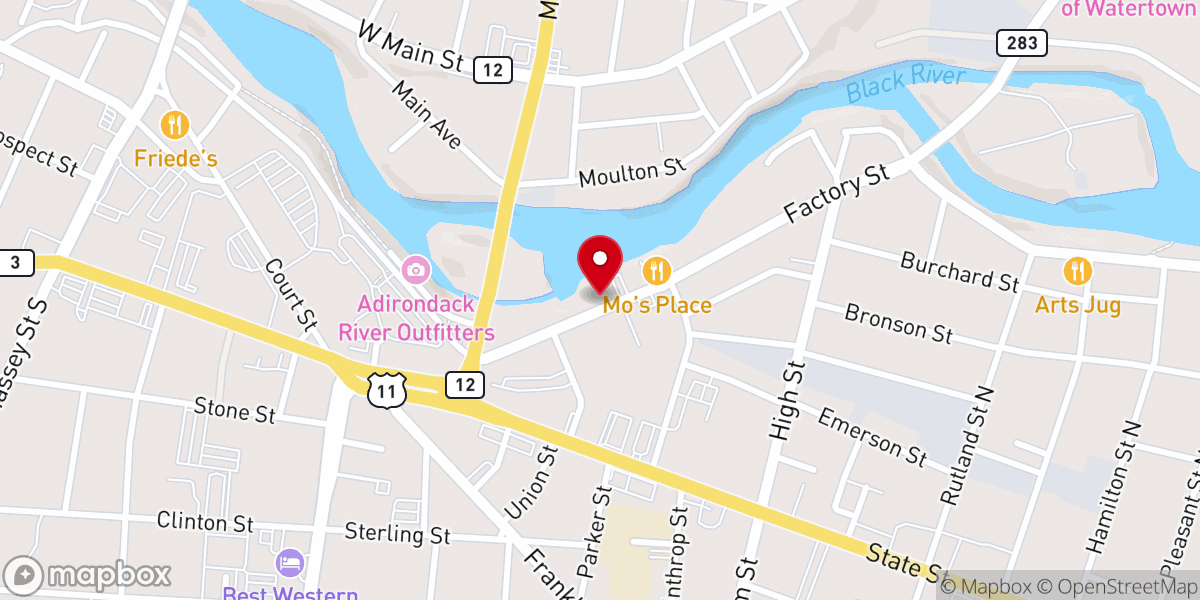Map showing location of Watertown Urban Mission