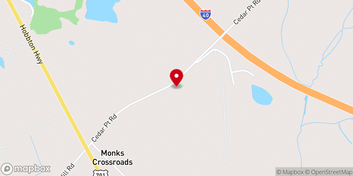 Map showing location of Cedar Point Disciple Church