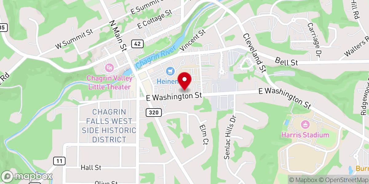 Map showing location of Chagrin History Center