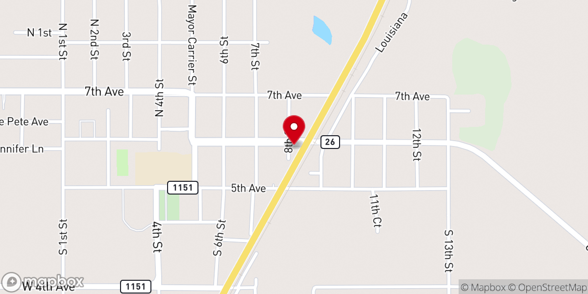 Map showing location of Oberlin Police Department