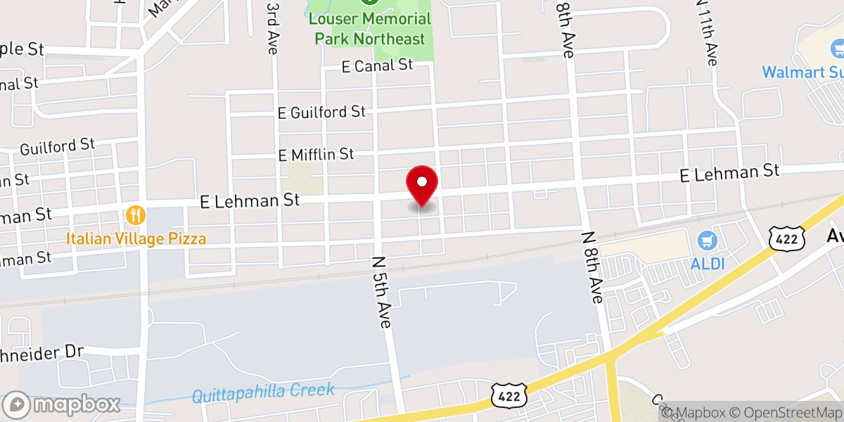 Map showing location of St. Matthews Evangelical Lutheran Church