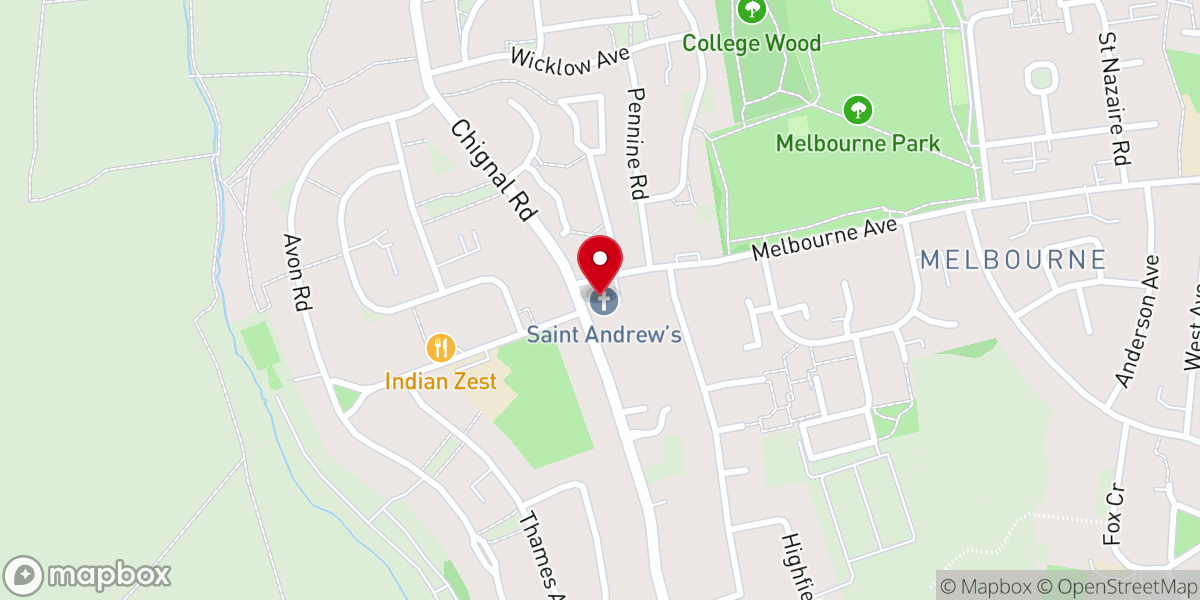 Map showing location of St Andrews Parish Church, Chelmsford