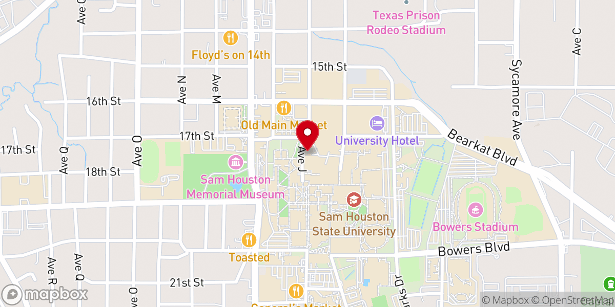 Map showing location of BSM at Sam Houston