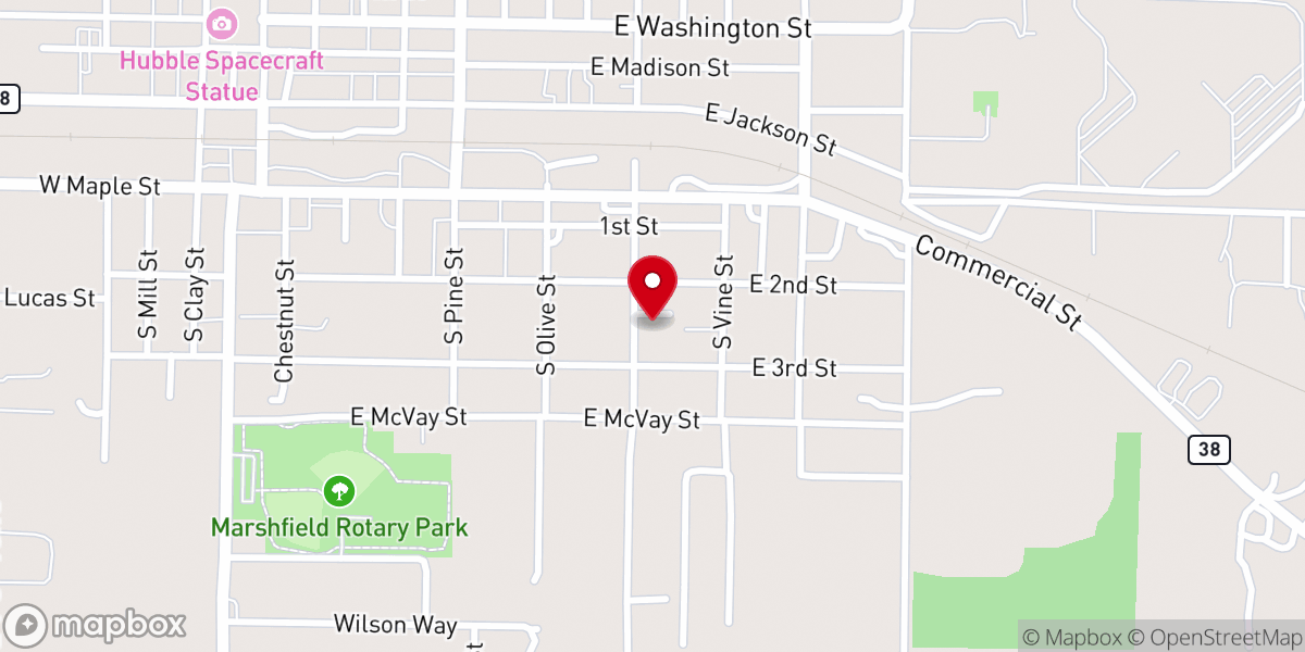 Map showing location of Marshfield Free Will Baptist Church