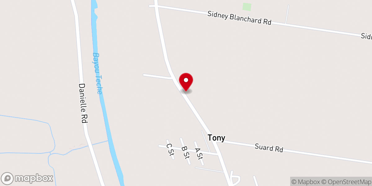 Map showing location of Loreauville Baptist Church