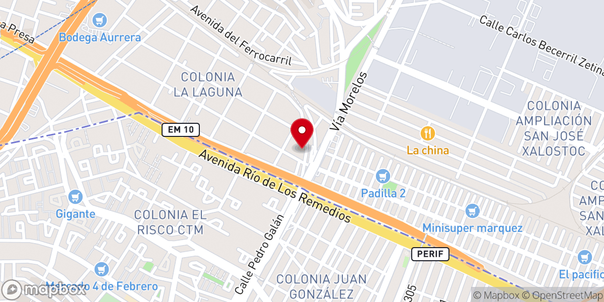 Map showing location of Iglesia Pentecostal