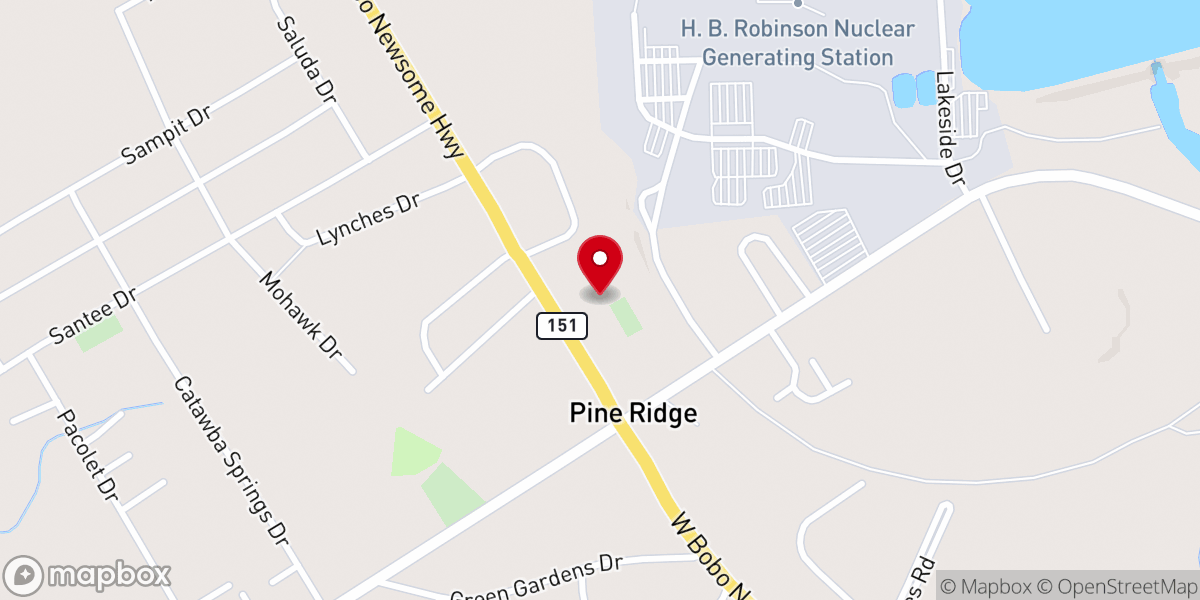 Map showing location of Pine Ridge Congregational Holiness Church