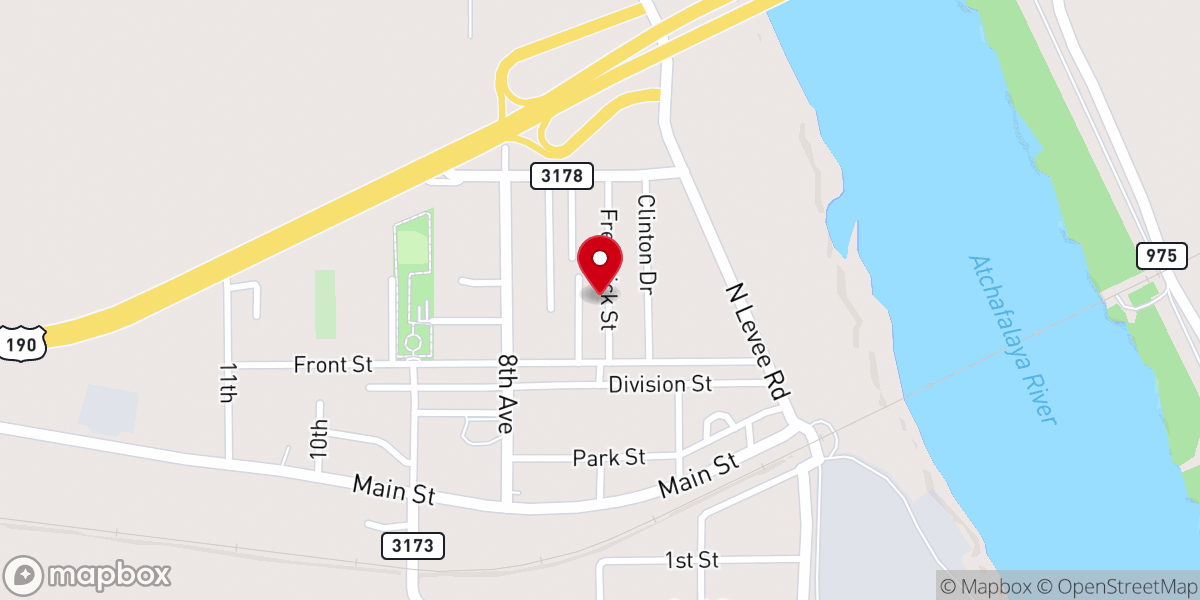 Map showing location of Krotz Springs United Methodist Church