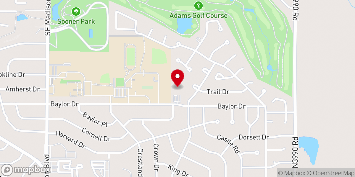 Map showing location of Sooner Park Wesleyan Church
