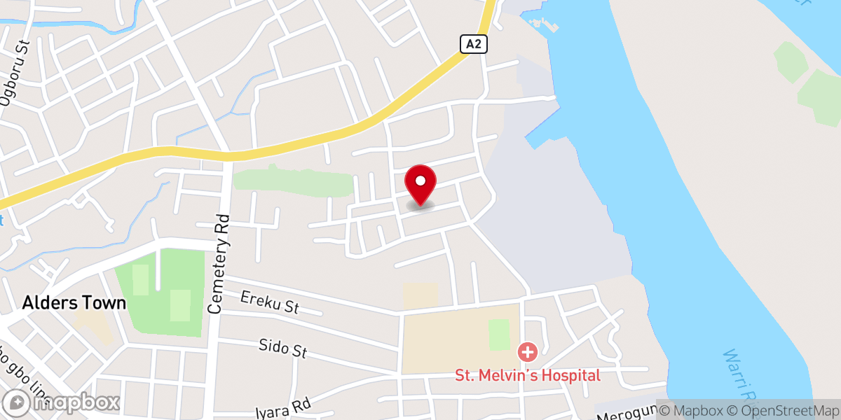 Map showing location of St. Ambrose Catholic Church Essi Layout, Warri