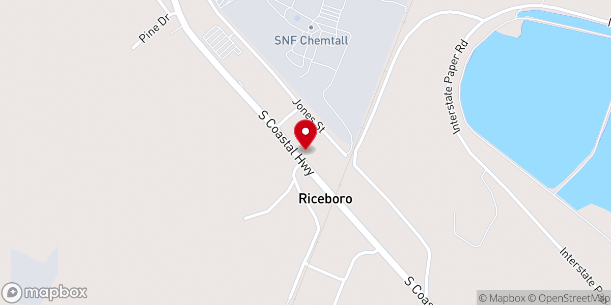 Map showing location of Riceboro Presbyterian Church