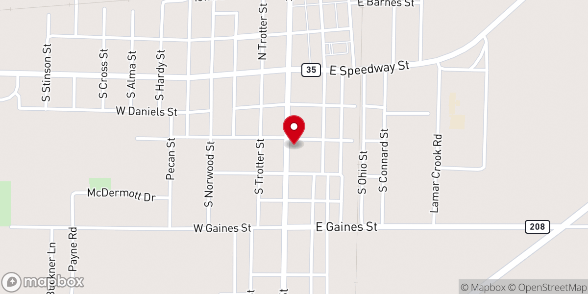 Map showing location of Dermott Baptist Church