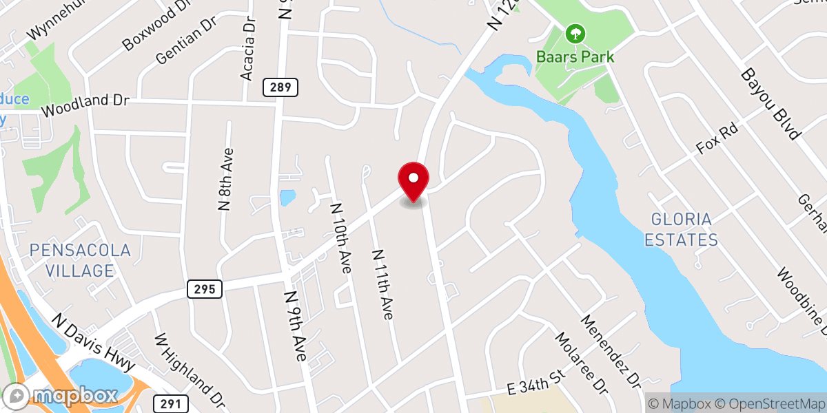 Map showing location of Pentecostal Church of Jesus Christ of Pensacola