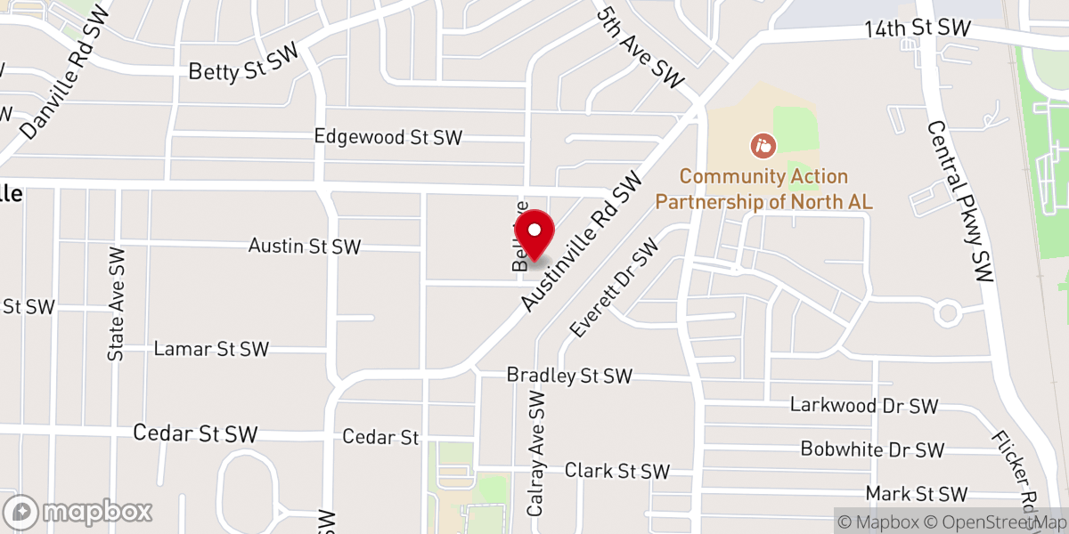 Map showing location of First Baptist Church Austinville