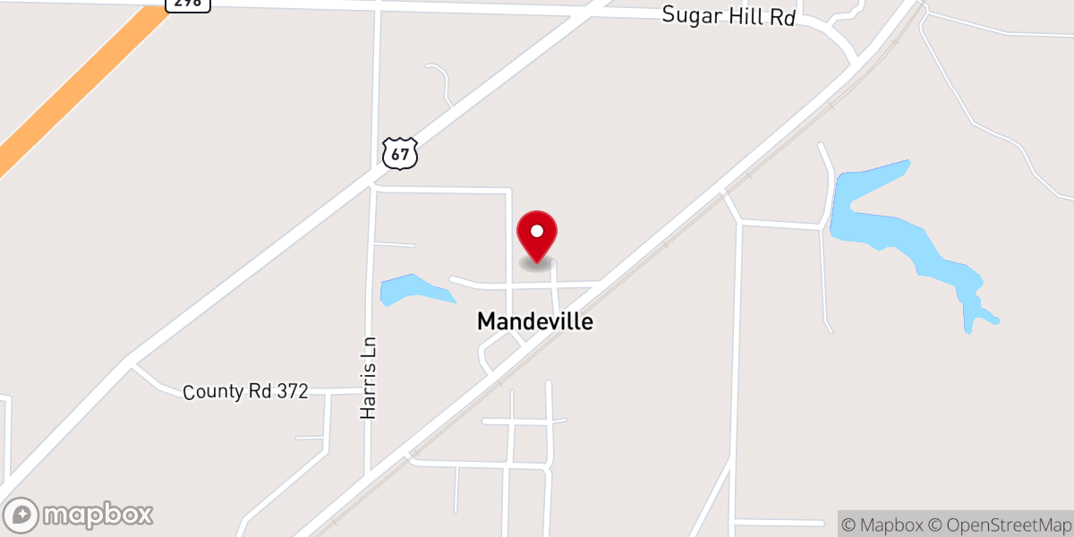 Map showing location of Mandeville Baptist Church