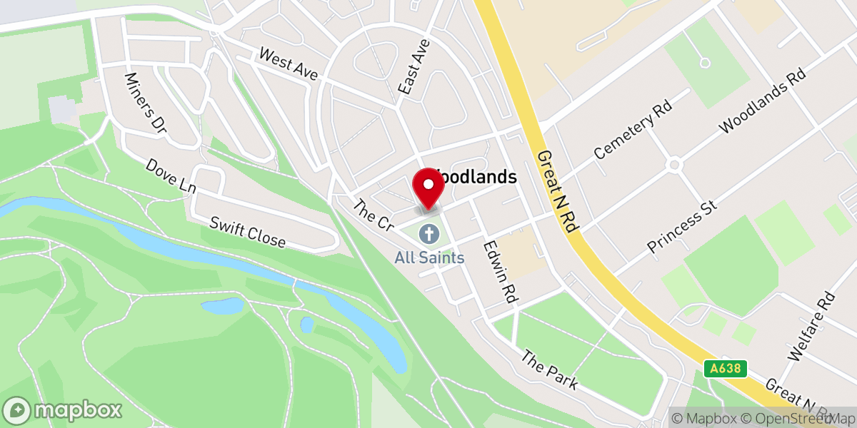 Map showing location of All Saints Church