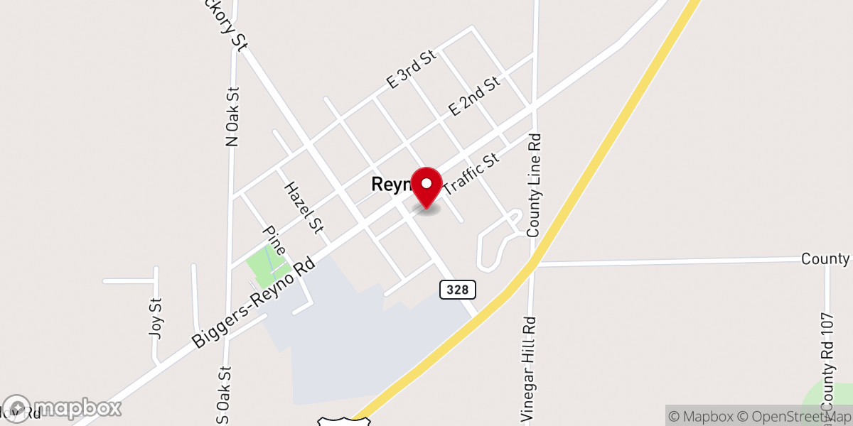 Map showing location of Old Reyno Freewill Baptist Church