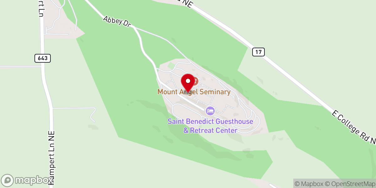 Map showing location of Mount Angel Seminary