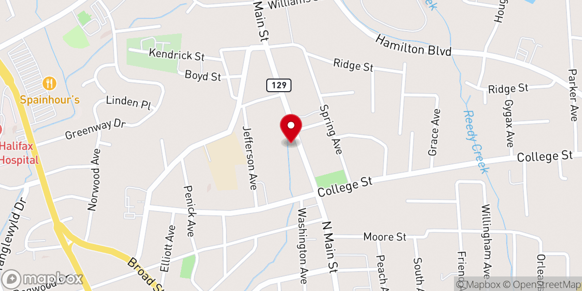 Map showing location of Mt Olive Baptist Church