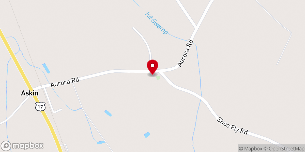 Map showing location of Kit Swamp Church