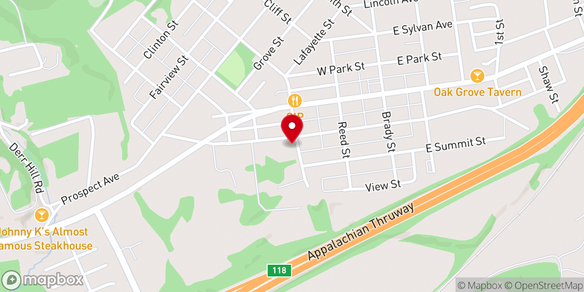 Map showing location of Walnut Street Baptist Church