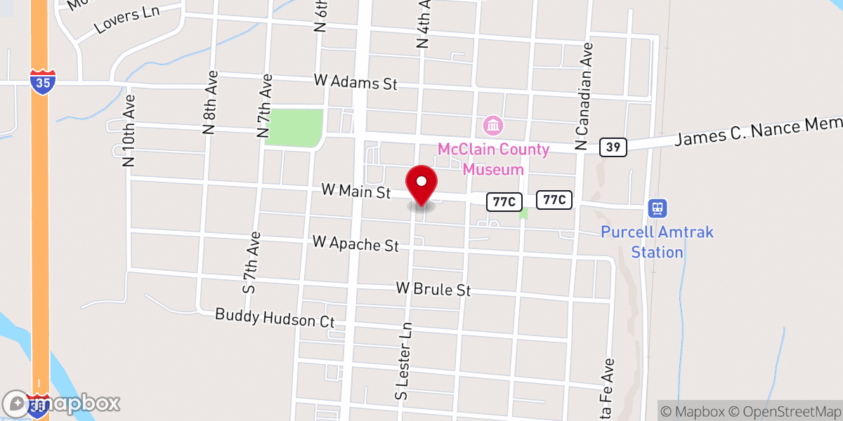 Map showing location of First United Bank - Purcell