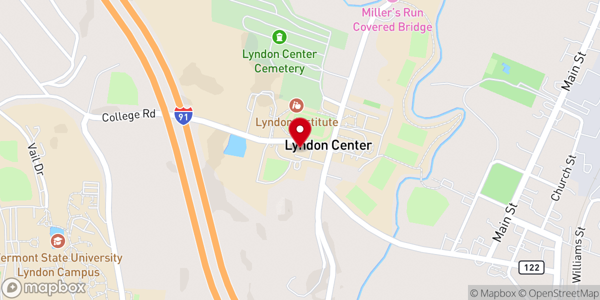 Map showing location of Lyndon Center Baptist Church